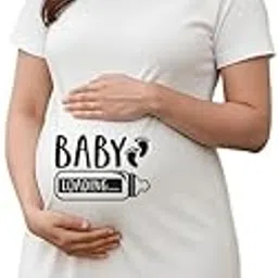 bouncy toonz Maternity Regular Fit Dress Cotton Half Sleeve Pregnancy Announcement Mom to Be Maternity Outfit for Photoshoot (Maternity-Baby-Loading)-picture-15