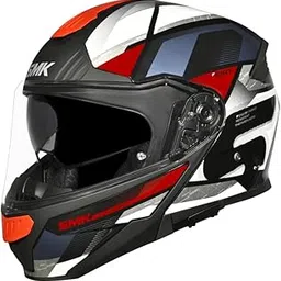 SMK Gullwing Venture Flip up Dual Visor Helmet, Glossy Black White Red GL213-picture-38
