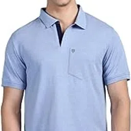 lux cozi Men's Half Sleeve Soild Casual Regular Fit T-Shirt with Chest Pocket | Polo Tshirt for Men-picture-27
