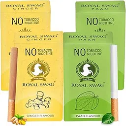 ROYAL SWAG Natural Herbal Cigarettes Ginger, PAAN Flavour (40 Sticks) Ayurvedic Herbs Clove, Tulsi, and More Additives and Chemicals 100% Tobacco-Free and Nicotine-Free-picture-36