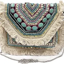 maresse Women Ethnic Embellished Handmade Designer Boho Bag | Stylish Bohemian Crossbody Purse | Ideal for Festivals, Weddings and Casual Outings| Unique Fashion Accessory image 1