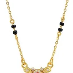 maira 1gm Micron 18K Gold Plated Hypoallergenic Black Beads Kala Mani Mangalsutra Silver Gift for Women-picture-49
