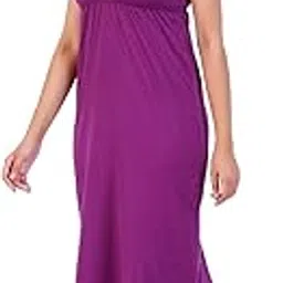 wemyc Women Cotton Maxi Seamless Bra Nighty Slip Colour Dark Purple-picture-27