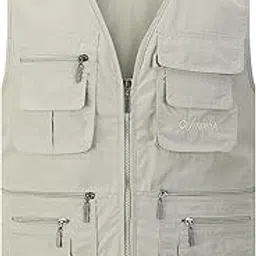 gihuo Men's Fishing Vest Utility Safari Travel Vest with Pockets Outdoor Work Photo Cargo Fly Summer Vest-picture-56