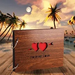 WallDaddy- Scrapbook Crafts (Forever Love) Scrap Book | Wooden Photo Album | 40 Black Color Paper Size "22 X 16 cm" "Wooden Photo Book (Photo Size Supported : 8x6 inch)-image-37