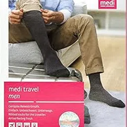 mediven travel Men - Calf, Black, Size M, CCL1 | Closed Toe | Compression Garment | Reduce Traveller's Thrombosis | Ribbed Look | Light & Relaxed Legs on Journeys | Medical Compression Stockings-image-16