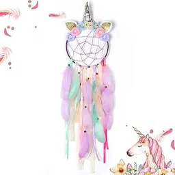 Dremisland Large Dream Catchers for Kids Unicorn Dream Catcher PurpleCirc Feather Wall Décor for Girls Bedroom Decoration Unicorn Theme Party Nursery Decor (Purple)-image-14