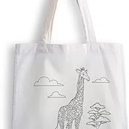 ashvah Canvas Tote Bags for Women, College Bag for Girls, Tote Bag for Shopping, Travel & Beach Bags for Women - Giraffe - D No - 161-picture-50