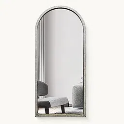 DREAMY WALLS Kora 6.2ft Full 3D Floor/Wall Mirror for Living, Dressing, Bedroom, Entry | Handcrafted Wooden Frame with 5mm HD Saint-Gobain Glass | Top Arched, Black Stripped, 74x34 Inches, 1.5" Deep-picture-65