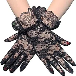 yuppin Lace Gloves Women Elegant Gloves Bridal Lace Gloves Floral Pattern Lace Gloves for Wedding Dress Evening Dress-picture-29
