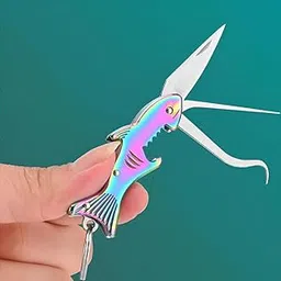 belivoz Fish Shape Knife Keychain -10cm, Multi Tool Knife with Bottle Opener – Portable Pocket Knife, Keyring EDC Gadget for Fishing, Camping, Outdoor & Travel - Multi-picture-31