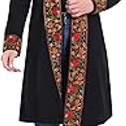 hautemoda Women's Woollen Embroidered Front Open Shrug, Maroon-picture-20