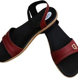 Women's Red Flat Sandals, Synthetic Leather, Slip-On Casual Style with Bow Detail, Open Toe-picture-10