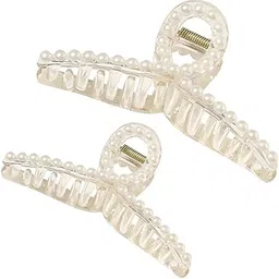ANNA CREATIONS 2 Pcs Pearl Large Hair Claw Clips Long Hair Jaw Clips Clutches Barrettes Hair Accessories for Women and Girls-image-21