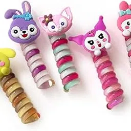 Shining Diva Fashion 5 Pcs Hair Bands Telephone Wire Spiral Braided Hair Ties Ponytail Holder Hairbands Cute Cartoon Hair Accessories for Girls Kids Women (15904ZB)-image-0
