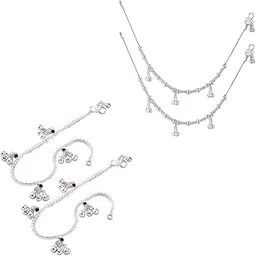 Heer Collection Traditional Jewellery For All Occassions Anklets Payal Pair for Women/Girls Alloy Anklet - Bzr_Combo Payal 116 - PARENT-picture-17
