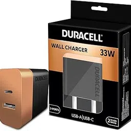DURACELL 33 Watts Fast Wall Charger Adapter, 1USB C, 1 USB A, Fast Charging Compatible with iPhone, iPad, Samsung Galaxy, Note, Redmi, Mi, Oneplus, Oppo, Vivo Smartphones, DU067-image-52