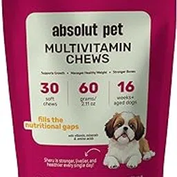 Absolut Pet Dog Supplement for Multivitamin, Chews That Support Bone & Muscle Health with Vitamins A, D, E, K, Biotin and Zinc 30 Chews-picture-45