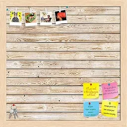 ArtzFolio Natural Texture Bulletin Board Notice Pin Board | Vision Soft Board Combo with Thumb Push Pins | Natural Brown Frame 12 x 12 inch (30 x 30 cms)-image-65