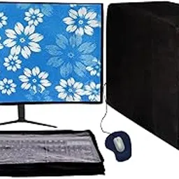 Computer Desktop 3 Pcs PVC Cover Set – Water-Resistant Dust Protection for Monitor, CPU & Keyboard | Extra Zip Closure | Ideal for Office, Home & Business Use (20 Inch)-picture-32
