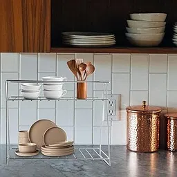 Niyara Stainless Steel Kitchen Stand, Kitchen Organizer 2-Tier Basket For Multistorage/Multipurpose Uses, Standing Shelf Rack For Home & Kitchen, Countertop, Tabletop (2- Tier Steel Rack)-picture-12