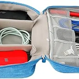 Urbane Home Travel Organizer for Electronic Accessories|Multipurpose Pouch|Adapter, Cable, Gadget Organizer|Two Comparment with Zipper|Great for Traveling (Blue)-picture-34