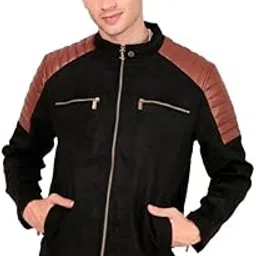 leather retail Men’s Casual Suede Leather Regular Jacket (Black)-picture-35