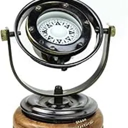 Black Antique Brass Nautical Gimbal Compass Vintage Ship's Binnacle gimballed Compass Tool for Hiking Trekking Travelling-image-64
