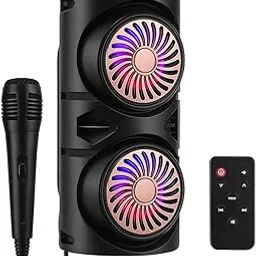 Portable Bluetooth Speaker, Dual 4" LED Woofers, FM Display, USB/SD/TF/AUX, Mic Input, Rechargeable, TWS Pairing – Party Boombox-image-44