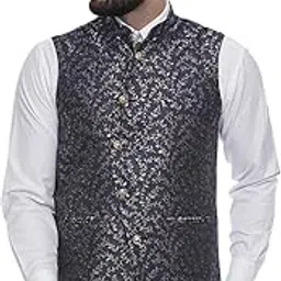ghanshee Blue Banarasi Printed Nehru Jacket (blue)-picture-15
