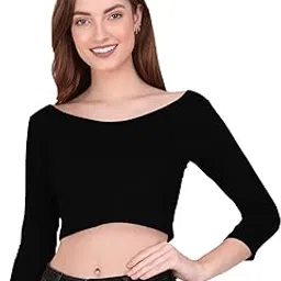 1304 Sexy Women's Cotton Scoop Neck Full Sleeve Tank Crop Tops Bustier Bra Vest Crop Top Bralette Readymade Saree Blouse for Women's-image-94