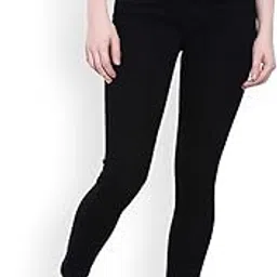 twge Women's Mid Rise Skinny Fit Jeans - Single Button, Stretchable Denim Pants - Ankle Length - Stylish Casual Wear - Size 44 - Color Black with Silver Button-picture-23