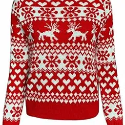 atorse O -Neck Christmas Women Sweater Blouse Pullover Sweatshirt Women Ladies Red L-picture-36