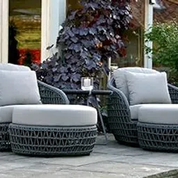 DRX Rattan Handwoven Weaving Wicker 2 Seater Chair Set with Ottomans and Glass Top Coffee Table Conversation Patio Set with Cushion for Home and Outdoor (Grey)-picture-21