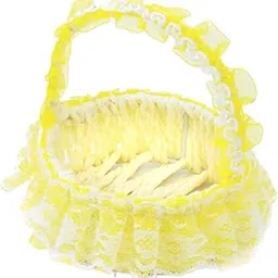 TRENDIVIBE Wedding Flower Basket Elegant Flower Girl Basket for Weddings Event Ceremony Yellow-picture-25