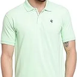 cantabil Men Blue Cotton Blend Polo Neck Half Sleeve Solid T-Shirt (P-MTSH00037-AIRFORCE)-picture-56