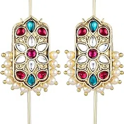 vfj vighnaharta fashion jewellery Rajastani Kundan enamel work Pearls Earcuff,Cuff Earrings for Women & Girls [VFJ2819ERG]-picture-11