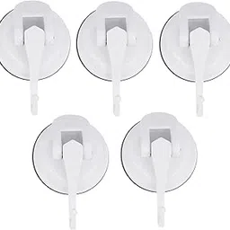 Vacc Fast ABS Vacuum Based Suction Multi Purpose Wall Hook for Hanging, Adjustable Hooks for Hanging Clothes, Keys Organiser, Towel Hanger Big Size (Pack of 5, White), Acrylonitrile Butadiene Styrene-picture-10