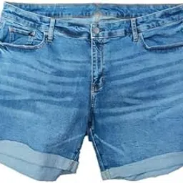 happening Plus Size Women Stretch Denim Relaxed Fit Shorts with Folded Bottom- Length 17" inch- MID Rise- Faded Mid Blue Color - Waist Size (6XL) 44" to (7XL) 46" inches-picture-17