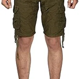 krystle 6 Pocket Green Cotton Slim fit Cargo Shorts-picture-19