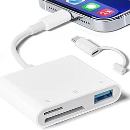 Delieu SD Card Reader for iPhone iPad Built-in Dual Lightning & USB-C Connector Card Adapter with SD MicroSD USB-A 3 Slots Trail Camera Memory Card Viewer, Portable No App Required Plug and Play-image-65