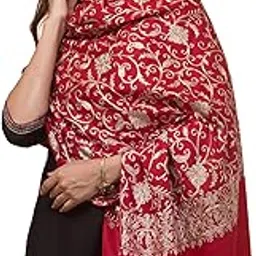 tweedle Kashmiri Jaal Embroidery Shawl/Stole for Women, Pure Wool Feel, Smooth & Light Weight, Full Size Shawl for Ladies-picture-48