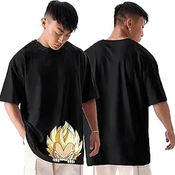 sillystyle Anime Oversized Black Tshirt for Men and Women Drop Shoulder Unisex Baggy Loose Fit Cotton T-Shirts-picture-55