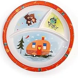 EVAWARE Kids Plate BPA Free Round 3 Section Multicolor Plate with Cartoon Prints-Dinner Plate for Kids-Dishwasher Safe-Macaroni Spaghetti Food Serving Healthy Mindset-Gifts for Toddlers (Set of 6)-image-48