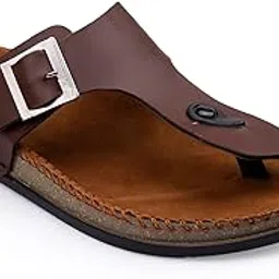 Men's Leather T-Strap Sandals with Buckle-picture-36