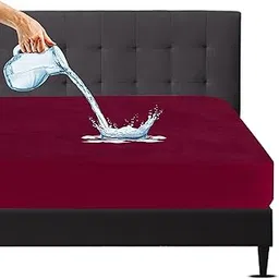 Mattress Protector Premium Waterproof Cotton Feel Mattress Cover Queen Size 78x60 Inches | Supersoft & Breathable Bed Protector Fitted Terry Cover| Queen Bed (6.5x5 feet, Fits Upto 10 Inch, Beetroot)-image-18