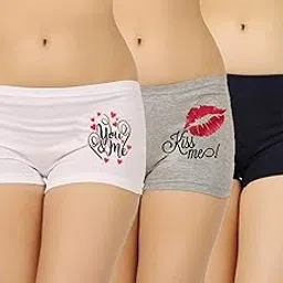 Casual Ladies boy Shorts Panties Combo,Ladies Panty,Ladies Panties,Ladies Boyshorts,Ladies boy Shorts,Boyshorts Panties for Women (95 CM, Multicolor) (UW-GEOG-G4CU_PT)-image-1