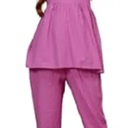 Co-ord Set Print | Rayon Aliya Cut A-Line Kurta Co-ord Set with Embroidered Neckline & Pant | 3/4 Sleeves | Ethnic Wear for Women-picture-29