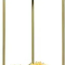 OGFC 44228 Metal Plant Stand End Table, Foldable Sturdy Flower Pot Base for Indoor Outdoor Home Decor - Black tray / Golden frame-picture-32