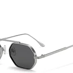 augen Geometric Octagon Sunglasses for Men & Women | UV400 Protection | Stylish Unisex Metal Frame Shades | Lightweight Gradient & Solid Lens Eyewear for Casual, Travel, Driving (M243)-picture-39